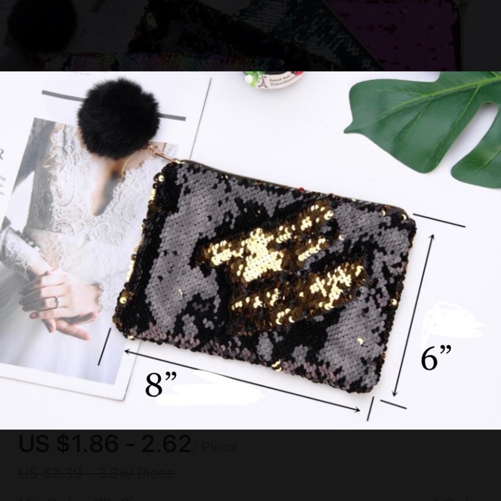 MERMAID🧜‍♀️ REVERSIBLE SEQUINS MAKEUP ZIPPER BAGS - Picture 4 of 8